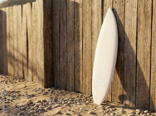 Display Surf Artwork on this Wooden Fence Surfboard Mockup