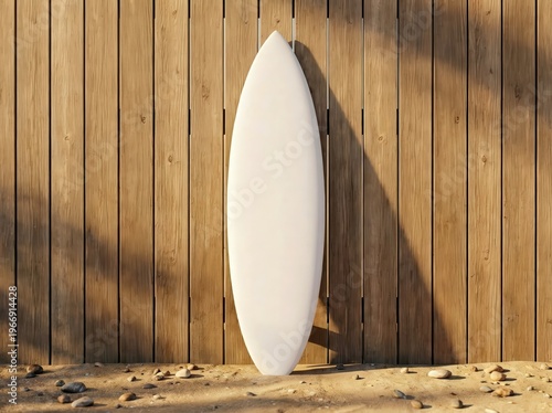 Showcase Summer Designs with this Blank Surfboard Mockup on Sand