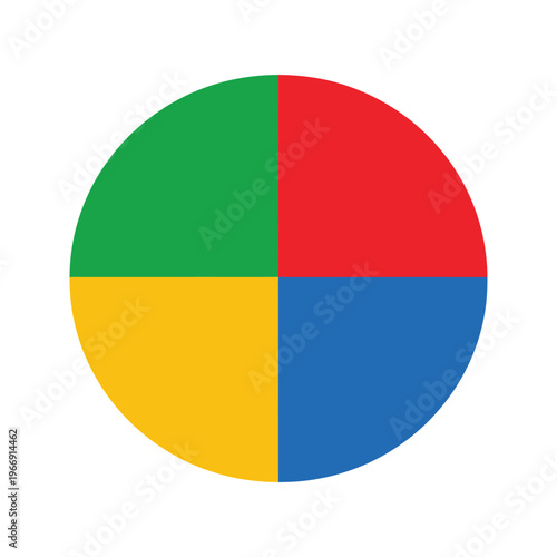 Free Download A colorful circle divided into four equal quadrants of red, green, yellow, and blue colors. - GFXLoad