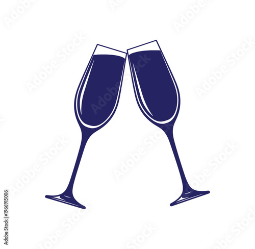 Two wine glasses filled with dark liquid clinking together in celebration