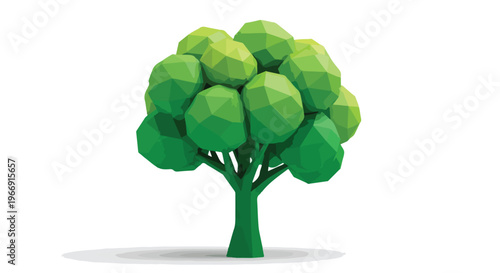 Green Low Poly Tree Vector Illustration isolated PNG with Transparent Background
