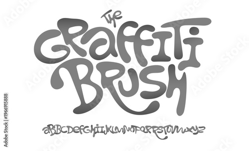 Watercolor Funny Font Logo Fun Graffiti Brush Alphabet Cartoon Groovy Letter Set, Ink Wavy Typography. Creative Typographic Design for Liquid Fluid Title, Headline, Funky Lettering. Vector Typeface