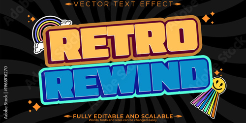 Retro sticker text effect, editable 70s and 80s text style