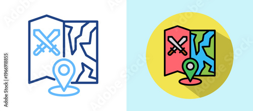 Conflict Map lineisometric color illustration