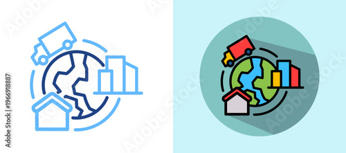 Supply Chain lineisometric color illustration