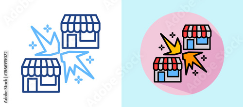 Market Crash lineisometric color illustration