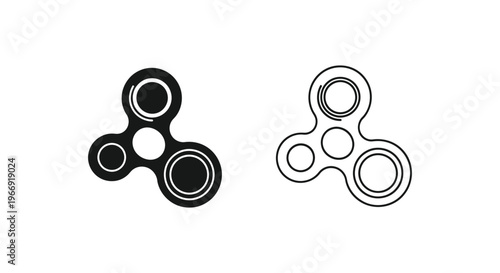 Two fidget spinners in black and white Vector