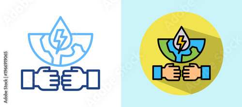 Resource Conflict lineisometric color illustration