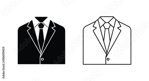 black and white suit jackets with collared shirts and ties Vector