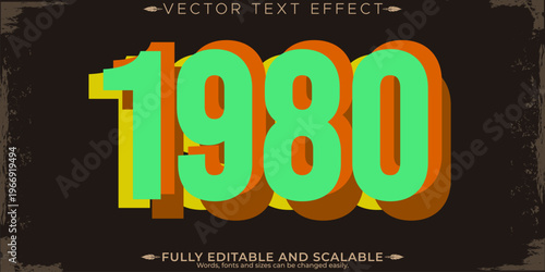 Retro sticker text effect, editable 70s and 80s text style