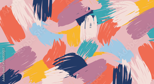 Modern abstract background featuring energetic and colorful paint brush strokes in various directions for a creative and artistic texture.