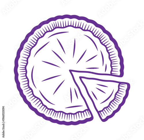 Purple illustration of a whole lemon with a slice cut out simple drawing