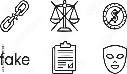 deception fake mask line icon set vector illustration 