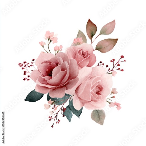 Elegant watercolor floral bouquet illustration.