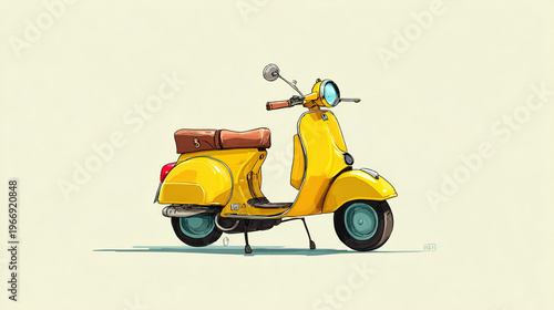 Vintage Yellow Scooter Illustration