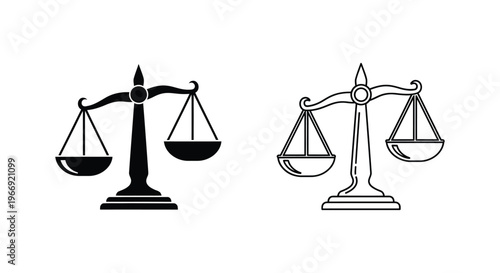 a black and white scales of justice icon set Vector
