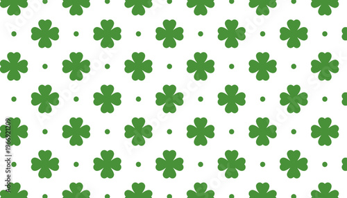 A green clover seamless pattern on a white background illustration