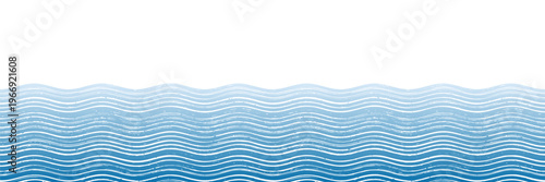 Seamless border, sea waves stylization, wavy grunge stripes, rough wave pattern, vector background