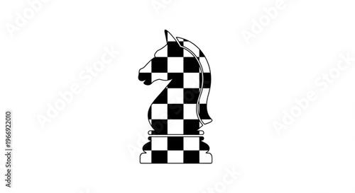 Checkerboard Chess Knight Icon on White