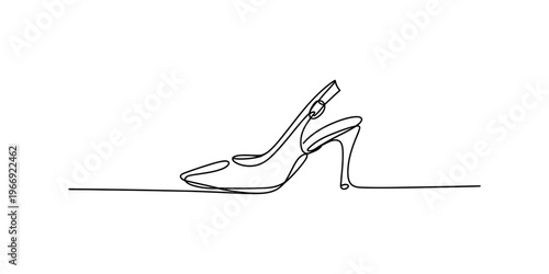A continuous line drawing of a stylish high heel shoe for women isolated on a plain white background Vector, illustration