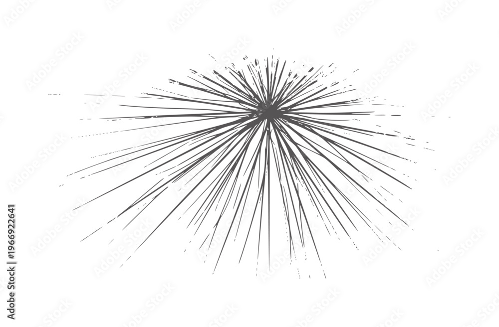 Fototapeta premium Dark grey radiating lines with scattered dots white abstract