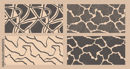 4 Abstract Organic Geometric Seamless Pattern Set