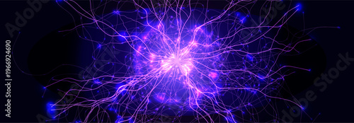 Artificial intelligence neural network web background, glowing neurone tree lines BG for science presentation, medical research, neurology AI forum. Neural networks backgrounds. Vector illustration