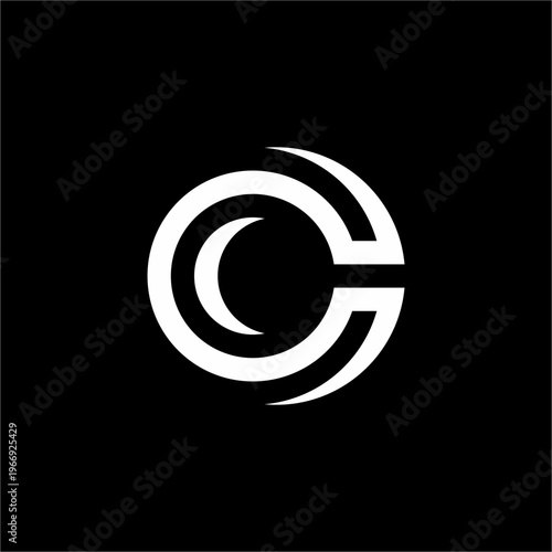 Futuristic logo featuring a unique letter C with modern geometric lines and a sleek tech style.
