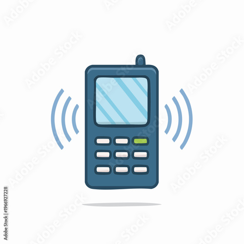Cartoon cell phone ringing with waves