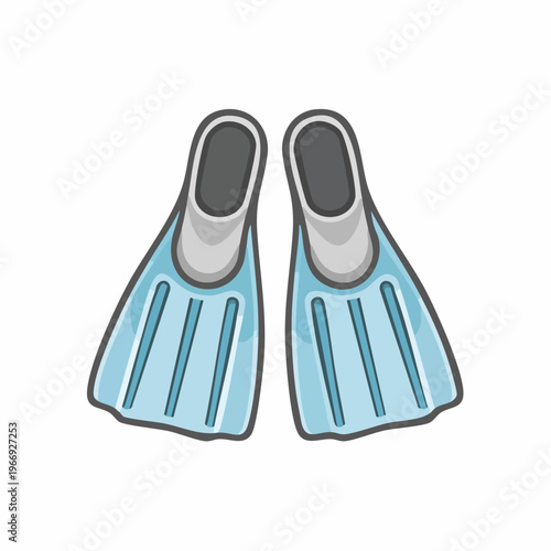 Cartoon illustration of blue scuba flippers for water activities