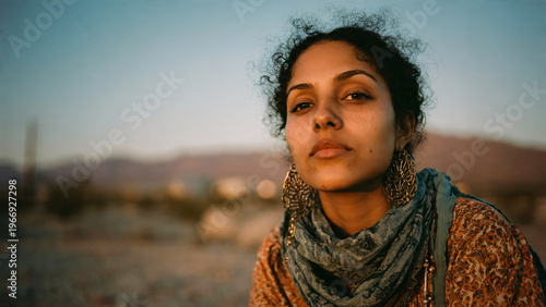 Portrait de jeune femme afro-américaine en extéireur