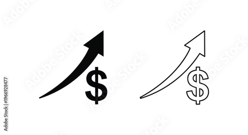 black and white icons of growing finance and investment Vector
