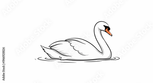 Elegant white swan glides gracefully on calm water with subtle ripples