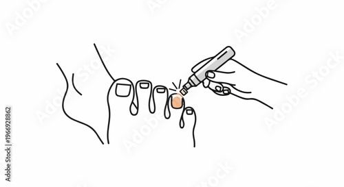 Hand applying polish to toenail with a pen-like applicator