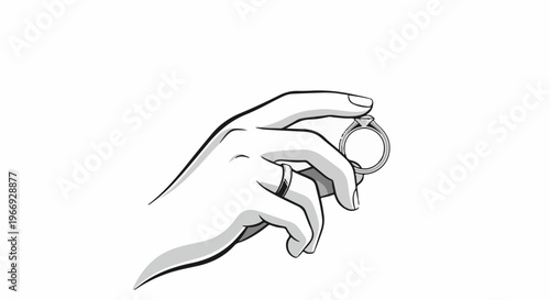 Hand holding two rings, one with a gemstone, against a white background