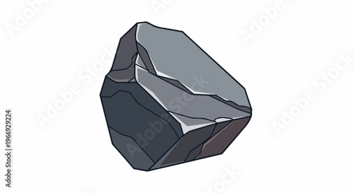 Sharp, faceted stone with gray and dark blue tones and highlighted edges