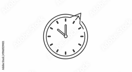 A simple line drawing of a clock face with a slightly bent hand