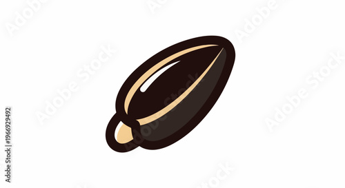 A single dark brown elongated seed with light tan accents