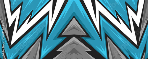 Abstract Car decal design vector. Geometric white grey and blue pattern vector illustration