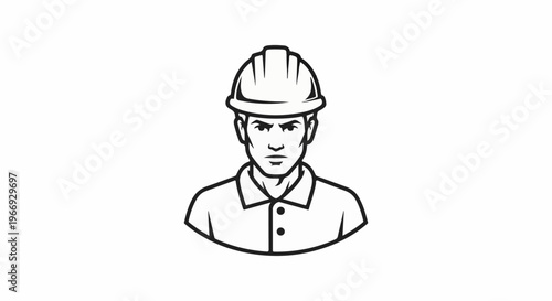 Determined construction worker with hard hat and collar shirt