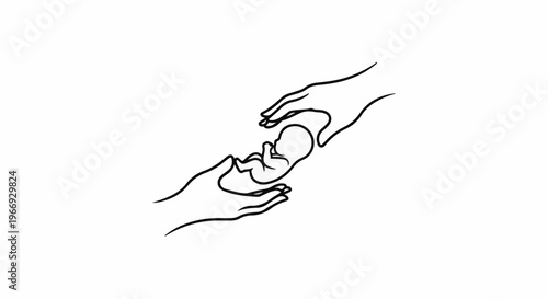 Gently cradled infant between two protective hands