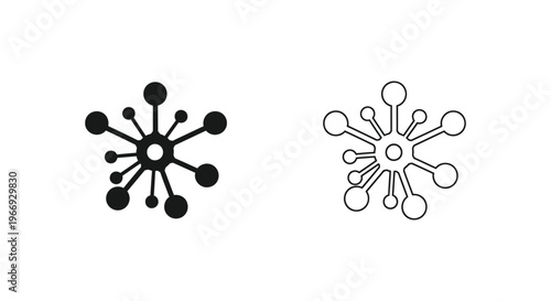 black and white snowflakes with rounded drops Vector