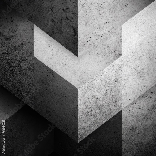 Abstract Geometric Concrete Pattern with Sharp Angles in Monochrome Shades