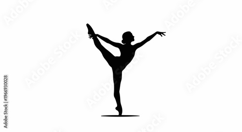 Silhouette of a female ballet dancer in a graceful pose on tiptoe
