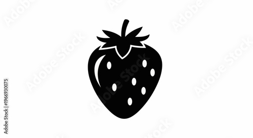 Silhouette of a ripe strawberry with seeds on a white background