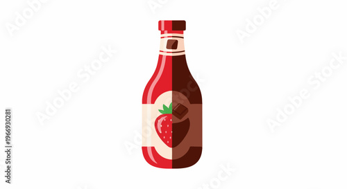 Bottle with strawberry and chocolate flavors, split down the middle