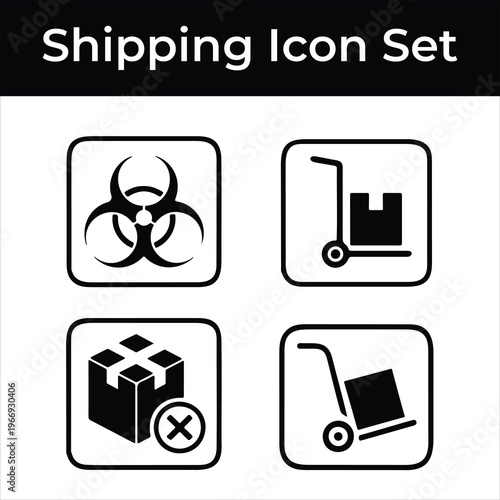 Shipping Icon Set With Biohazard Symbol Package and Trolley Icons Keywords: shipping, icon, set, biohazard, symbol