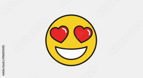 A yellow emoji face with red heart eyes and a wide smile