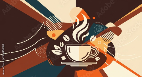 Stunning  of a premium black coffee cup emitting glowing golden magical steam, resting on a gold saucer against a dark, moody background.