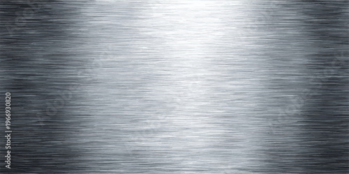 Shiny brushed metal texture featuring a polished silver steel plate surface with an industrial grey aluminum pattern and metallic reflection